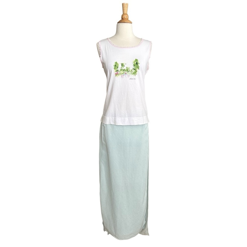 Vintage Joseph Szigeti‎ Powder Blue Linen Blend Skirt Long Beachy Coastal Sz 12 - Picture 2 of 16